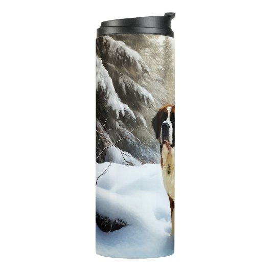 Sint Bernard liet het sneeuwen Kerstmis Thermosbeker (Gedraaid links)