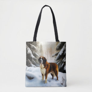 Sint Bernard liet het sneeuwen Kerstmis Tote Bag