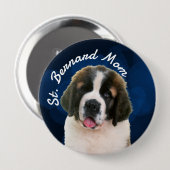 Sint-Bernard mam met blauwe achtergrond Button (Voorkant /achterkant)
