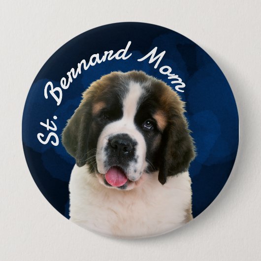 Sint-Bernard mam met blauwe achtergrond Button (Voorkant)