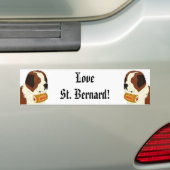 Sint-Bernard met een kleine wijnloop - Lijnkunst Bumpersticker (Op auto)