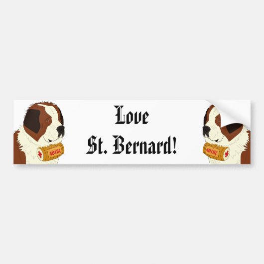 Sint-Bernard met een kleine wijnloop - Lijnkunst Bumpersticker (Voorkant)