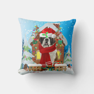Sint Bernard met kerstcadeaus Kussen