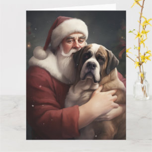 Sint-Bernard met Kerstman Feestelijke Kerst Kaart