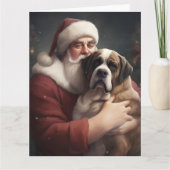 Sint-Bernard met Kerstman Feestelijke Kerst Kaart (Voorkant)