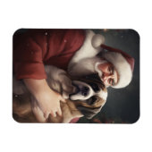 Sint-Bernard met Kerstman Feestelijke Kerst Magneet (Horizontaal)