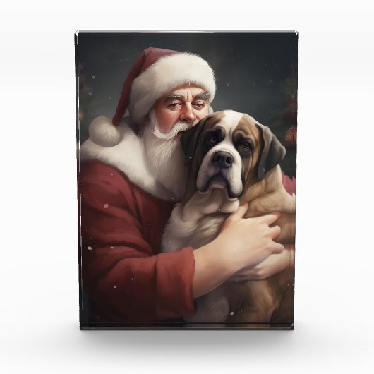 Sint-Bernard met Kerstman Feestelijke Kerstmis Fotoblokken (Voorkant)