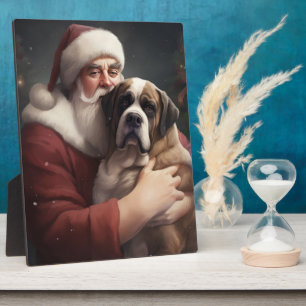 Sint-Bernard met Kerstman Feestelijke Kerstmis Fotoplaat