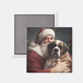 Sint-Bernard met Kerstman Feestelijke Kerstmis Magneet (Voorkant / Achterkant)