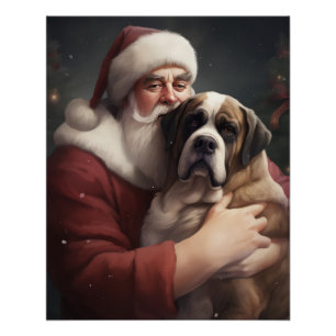 Sint-Bernard met Kerstman Feestelijke Kerstmis Perfect Poster