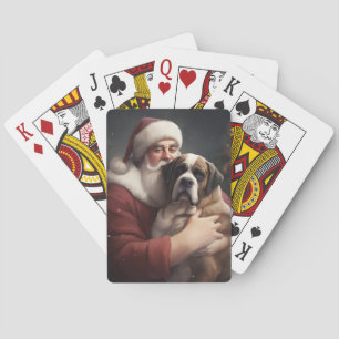 Sint-Bernard met Kerstman Feestelijke Kerstmis Pokerkaarten