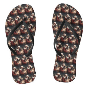 Sint-Bernard met Kerstman Feestelijke Kerstmis Teenslippers