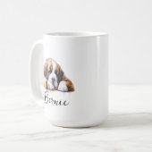 Sint Bernard met koffie mok, hond met attitude Koffiemok (Voorkant links)