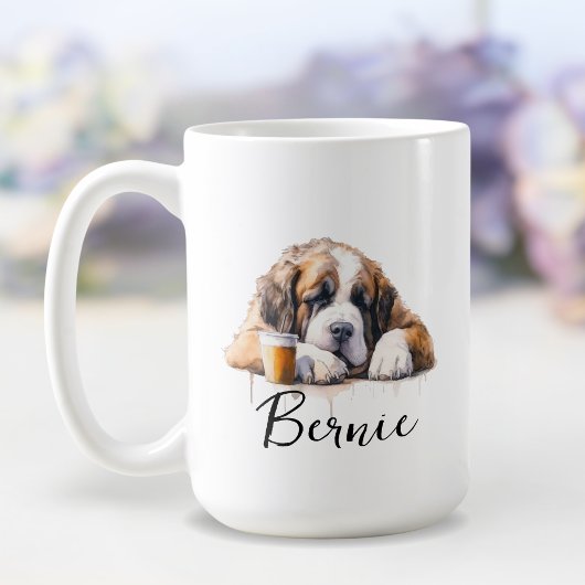 Sint Bernard met koffie mok, hond met attitude Koffiemok