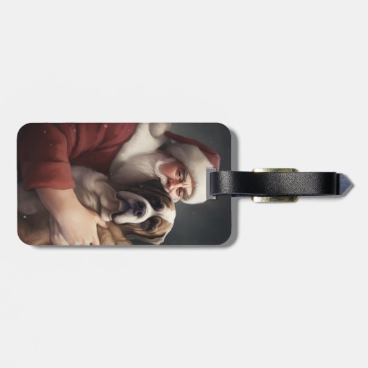sint bernard met sinterklaas feestelijke kerst bagagelabel (Achterkant horizontaal)