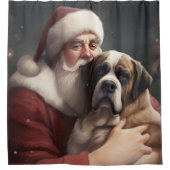 sint bernard met sinterklaas feestelijke kerst douchegordijn (Voorkant)