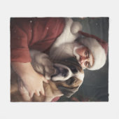 sint bernard met sinterklaas feestelijke kerst fleece deken (Voorkant (Horizontaal))