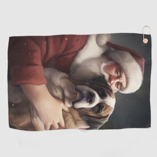 sint bernard met sinterklaas feestelijke kerst golfhanddoek (Horizontaal)