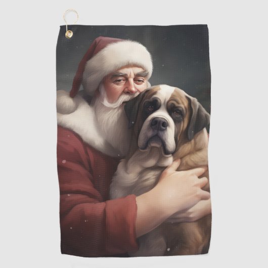 sint bernard met sinterklaas feestelijke kerst golfhanddoek (Voorkant)