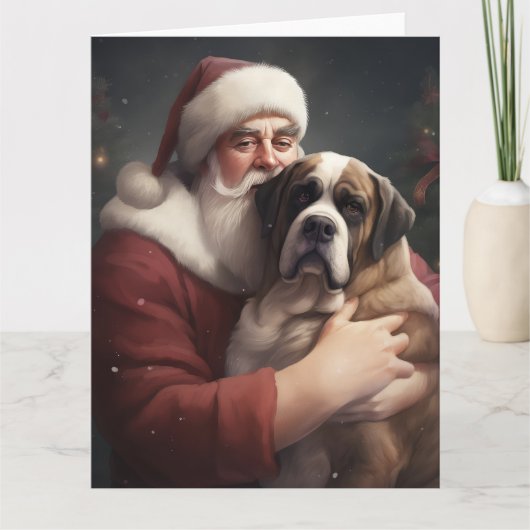 sint bernard met sinterklaas feestelijke kerst kaart (Voorkant)