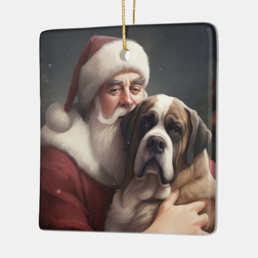sint bernard met sinterklaas feestelijke kerst keramisch ornament (Links)