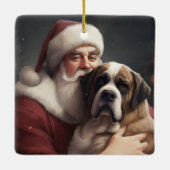 sint bernard met sinterklaas feestelijke kerst keramisch ornament (Achterkant)