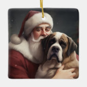 sint bernard met sinterklaas feestelijke kerst keramisch ornament (Voorkant)