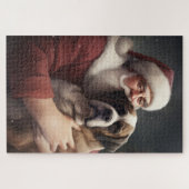 sint bernard met sinterklaas feestelijke kerst legpuzzel (Horizontaal)