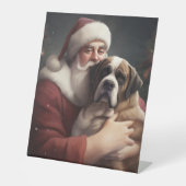 sint bernard met sinterklaas feestelijke kerst reclamebord met voetstuk (Voorkant)