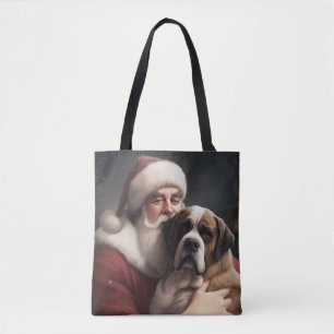 sint bernard met sinterklaas feestelijke kerst tote bag
