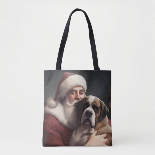 sint bernard met sinterklaas feestelijke kerst tote bag (Voorkant)