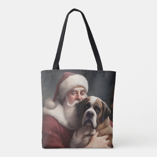 sint bernard met sinterklaas feestelijke kerst tote bag (Achterkant)