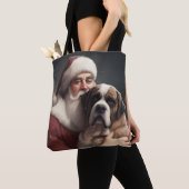 sint bernard met sinterklaas feestelijke kerst tote bag (Dichtbij)