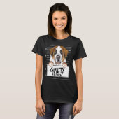 Sint-Bernard Mugshot Schuldig Hond T-shirt (Voorkant volledig)