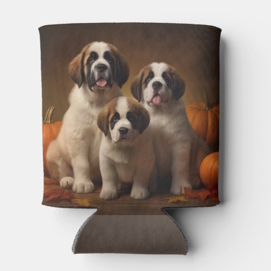 Sint Bernard Puppy Herfst Verrukking Pompoen Blikjeskoeler (Achterkant)