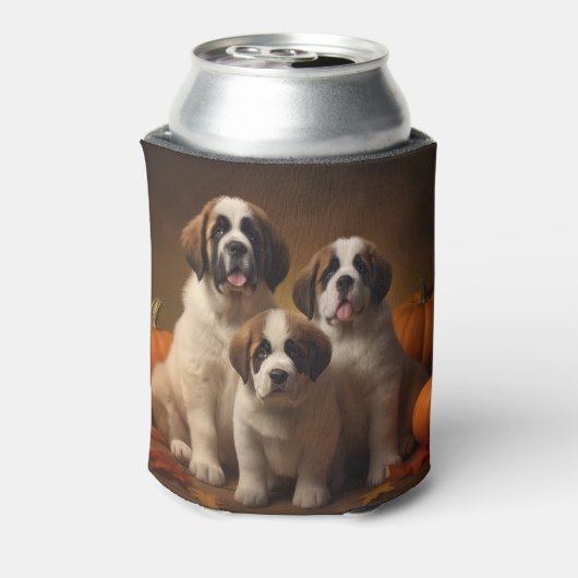 Sint Bernard Puppy Herfst Verrukking Pompoen Blikjeskoeler (Blikje Achterkant)
