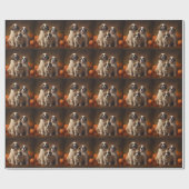 Sint Bernard Puppy Herfst Verrukking Pompoen Cadeaupapier (Vlak)