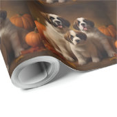 Sint Bernard Puppy Herfst Verrukking Pompoen Cadeaupapier (Rol Hoek)