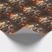 Sint Bernard Puppy Herfst Verrukking Pompoen Cadeaupapier (Hoek)