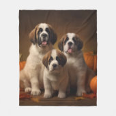 Sint Bernard Puppy Herfst Verrukking Pompoen Fleece Deken (Voorkant)