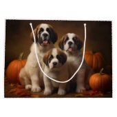 Sint Bernard Puppy Herfst Verrukking Pompoen Groot Cadeauzakje (Achterkant)