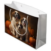 Sint Bernard Puppy Herfst Verrukking Pompoen Groot Cadeauzakje (Achterkant Gekanteld)