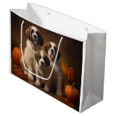 Sint Bernard Puppy Herfst Verrukking Pompoen Groot Cadeauzakje (Voorkant Gekanteld)