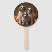 Sint Bernard Puppy Herfst Verrukking Pompoen Handwaaier (Achterkant)