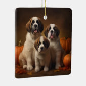 Sint Bernard Puppy Herfst Verrukking Pompoen Keramisch Ornament (Rechts)