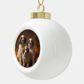 Sint Bernard Puppy Herfst Verrukking Pompoen Keramische Bal Ornament (Rechts)