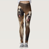 Sint Bernard Puppy Herfst Verrukking Pompoen Leggings (Voorkant)