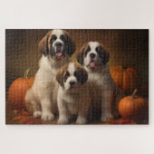 Sint Bernard Puppy Herfst Verrukking Pompoen Legpuzzel (Horizontaal)