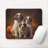 Sint Bernard Puppy Herfst Verrukking Pompoen Muismat (Met muis)