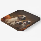 Sint Bernard Puppy Herfst Verrukking Pompoen Papieren Bordje (Gebogen)